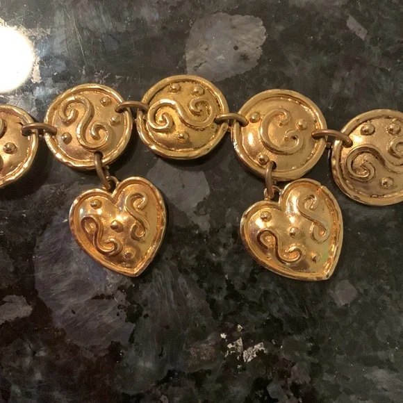 🎉HP🎉 Vintage EDOUARD RAMBAUD PARIS  Heart/Disc gold Belt - Picture 12 of 15